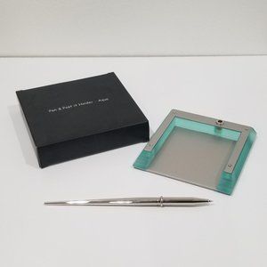 Pen and Sticky Memo Holder - Frosted Aqua